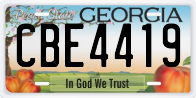 GA license plate CBE4419