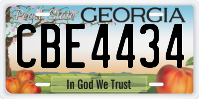 GA license plate CBE4434