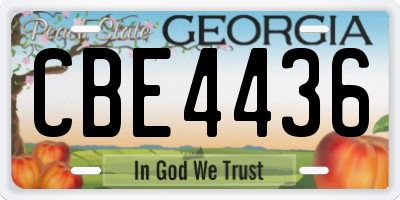 GA license plate CBE4436