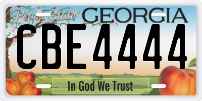 GA license plate CBE4444