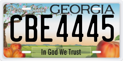 GA license plate CBE4445