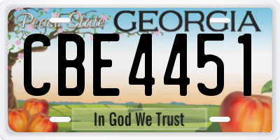 GA license plate CBE4451