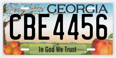 GA license plate CBE4456