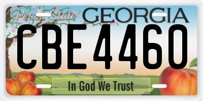 GA license plate CBE4460