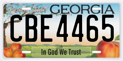 GA license plate CBE4465