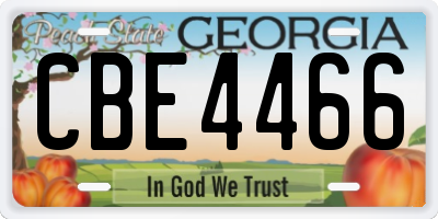 GA license plate CBE4466