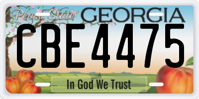 GA license plate CBE4475