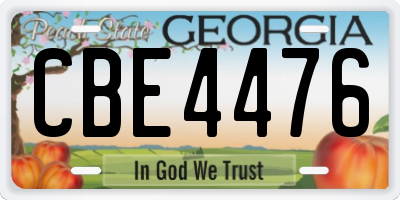 GA license plate CBE4476