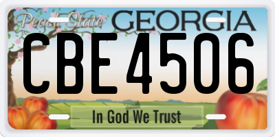 GA license plate CBE4506