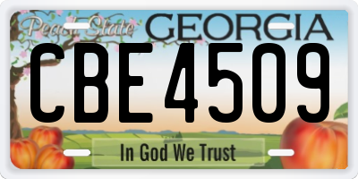 GA license plate CBE4509