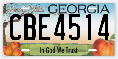 GA license plate CBE4514