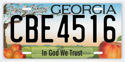 GA license plate CBE4516