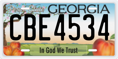 GA license plate CBE4534