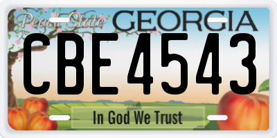 GA license plate CBE4543