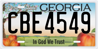 GA license plate CBE4549