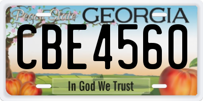 GA license plate CBE4560