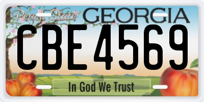GA license plate CBE4569