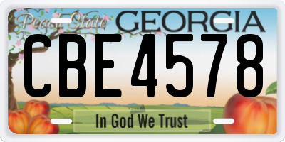 GA license plate CBE4578
