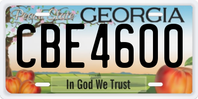 GA license plate CBE4600