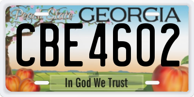 GA license plate CBE4602