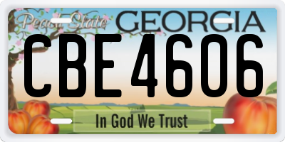 GA license plate CBE4606