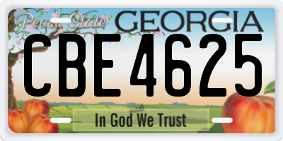 GA license plate CBE4625