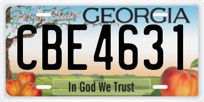 GA license plate CBE4631