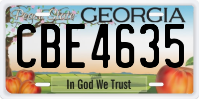 GA license plate CBE4635