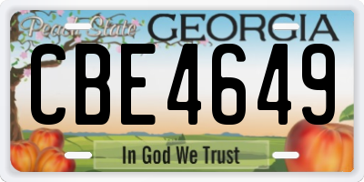 GA license plate CBE4649