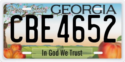 GA license plate CBE4652