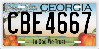 GA license plate CBE4667