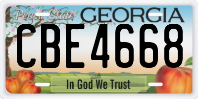 GA license plate CBE4668