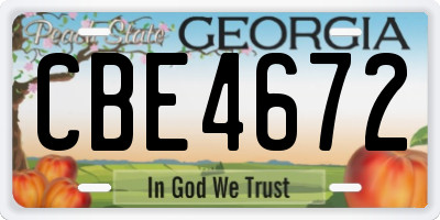 GA license plate CBE4672
