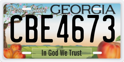 GA license plate CBE4673