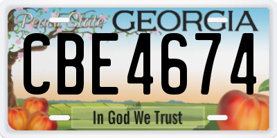 GA license plate CBE4674