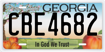 GA license plate CBE4682