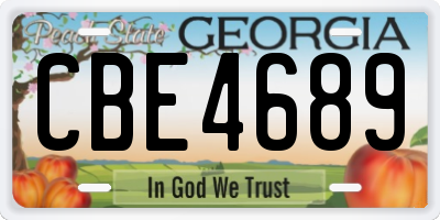 GA license plate CBE4689