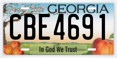 GA license plate CBE4691