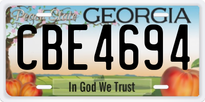 GA license plate CBE4694