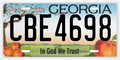 GA license plate CBE4698