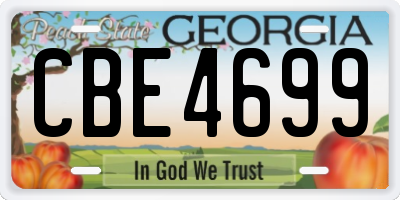 GA license plate CBE4699