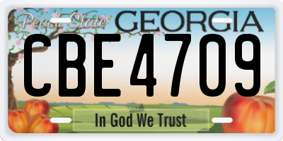 GA license plate CBE4709