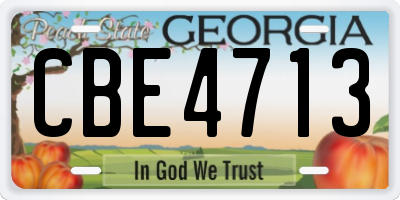 GA license plate CBE4713