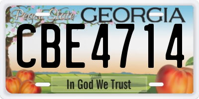 GA license plate CBE4714