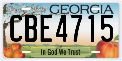 GA license plate CBE4715