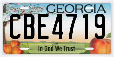GA license plate CBE4719