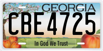 GA license plate CBE4725