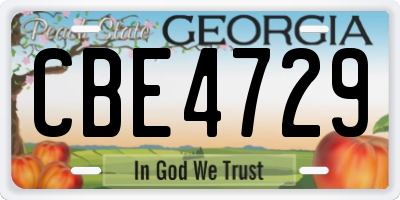 GA license plate CBE4729