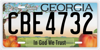 GA license plate CBE4732