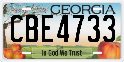 GA license plate CBE4733